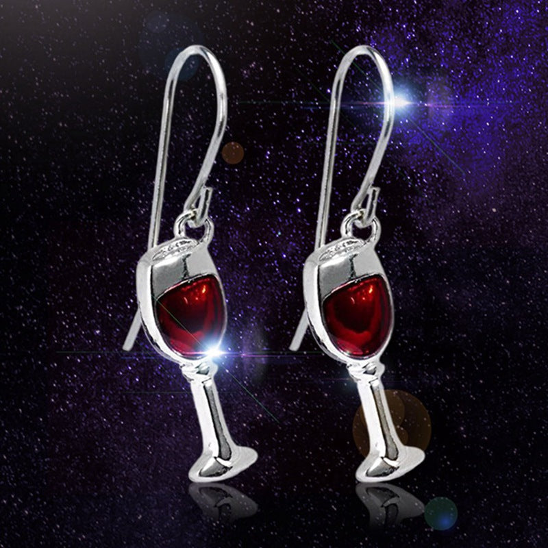 Red Wine Goblets Stud Earrings